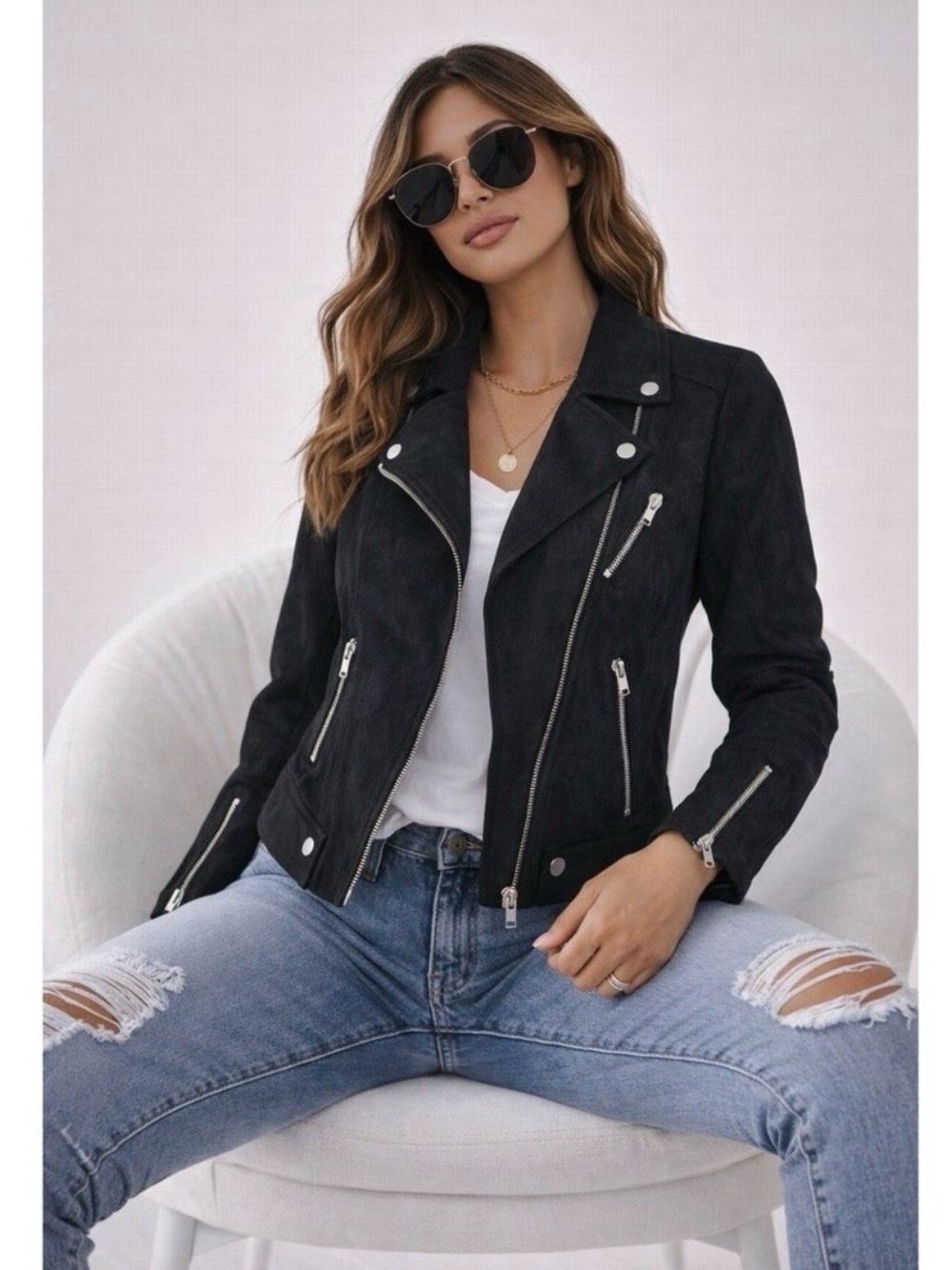Get the Look! Faux suede Moto Jacket